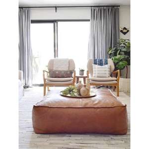 Pouf en cuir marocain fait main, repose-pieds ottoman traditionnel, pouf artisanal, décoration intérieure, siège ottoman bohème pour salon - Product Image 1