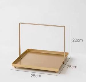 Modern <b>Gold</b> Plated Iron <b>Serving</b> <b>Tray</b> for Tableware-High Quality Rectangle Shape Home & Decor Use Diwali Ready Customizable Size - Product Image 1