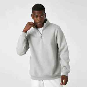 OEM personalizado de alta calidad de la sudadera de gran tamaño de algodón de lana media cremallera Sudadera con capucha para los hombres - Product Image 6