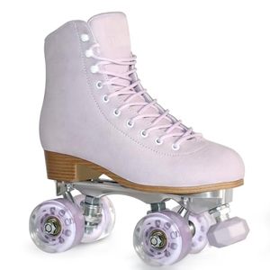 Patins à roulettes pour femmes et hommes, réglables en hauteur, roues en PU, style rétro, en daim, roulements ABEC-11, roues antidérapantes pour <span class=keywords><strong>roller</strong></span> derby, pour l'extérieur - Product Image 1