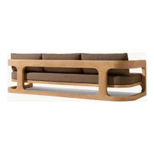 โซฟาเลานจ์ไม้สักธรรมชาติงานฝีมือทันสมัยพร้อมหมอนอิงแสนสบาย - Product Image 3