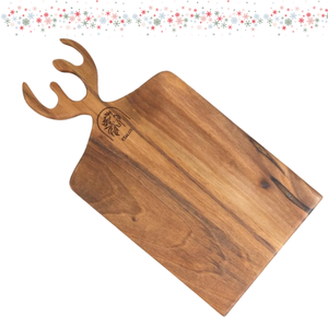 Tabla de Cortar Moderna de Madera de Teca con Mango de Asta, Bandeja para Servir Charcutería Navideña, para Queso, Verduras, Bloque para Picar Alimentos - Product Image 5