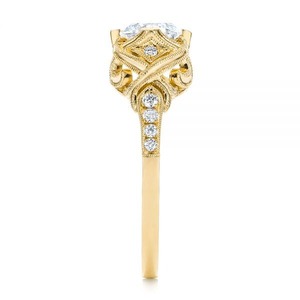 Vintage Inspired 14K Yellow Gold <b>Ring</b> Round Cut Moissanite Engagement <b>Ring</b> High Quality <b>Customized</b> <b>Ring</b> at Wholesale Price - Product Image 2