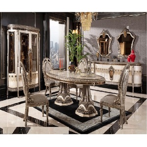 Mesa de comedor tapizada de diseño victoriano para el hogar, juego de comedor de lujo de estilo europeo, la mejor mesa de comedor tallada a mano - Product Image 1