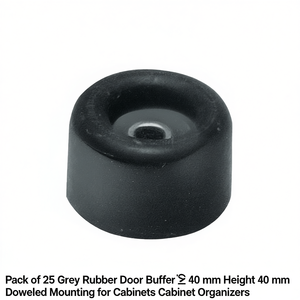 Pack of 25 <b>Grey</b> Rubber Door Buffer 40 mm Height 40 mm Doweled Mounting for <b>Cabinets</b> <b>Cabinet</b> Organizers - Product Image 2
