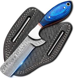 Cuchillo cortador de toro de acero damasco de 8 "de alta calidad, cuchillo de vaquero de hoja fija para acampar y cazar con Funda de cuero, cuchillos de caza EDC - Product Image 6