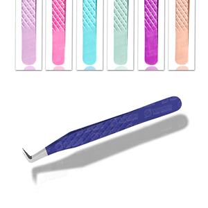 แหนบขนตาไทเทเนียมสีฟ้าที่กำหนดเองเครื่องมือความงามที่จับเพชรปลายแหลมขนตาเพิ่มวอลลุ่มฉลากส่วนตัว - Product Image 5