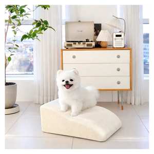 [AllmioPet] Marchepieds pour animaux de compagnie en matériau doux Cloud, 2 niveaux, ivoire, escalier intérieur pour chien et chat pour accès au lit, design antidérapant et sûr - Product Image 4