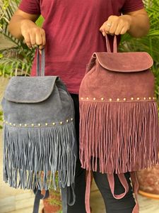 Mochila De cuero con flecos de ante, bolso de cuero bohemio con estilo único - Product Image 3