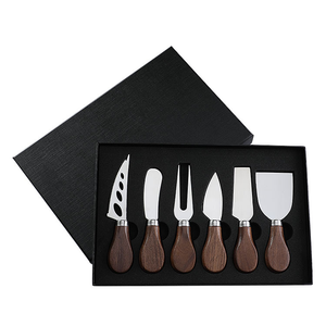 Meilleure vente 4 & 6 pièces manche en bois acier inoxydable couteaux à fromage trancheuse fourchette couteau à tartiner le fromage pour planche et couverts - Product Image 1