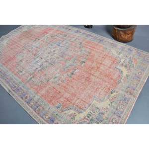 Tapis Oriental Rouge Beige Laine 5.6X9.2 pieds Vintage Turc Design Patchwork Plat Tissage Technique Salon Décor Couloir Latex - Product Image 4