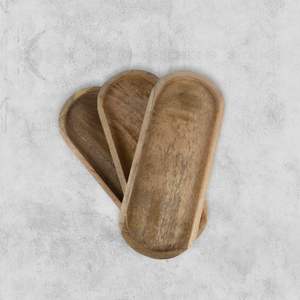 Ensemble de 3 plateaux ovales en bois de mangue parfaits pour les porte-aliments/barbecue, servir du fromage, des sushis, des collations de vacances et plus encore. (12 "x 5" x 0.75 ") - Product Image 5