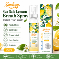 Spray Bucal Refrescante con Sal Marina y Limón, Elimina el Mal Aliento, Fragancia Refrescante de Limón, Spray Bucal Portátil para el Cuidado Bucal