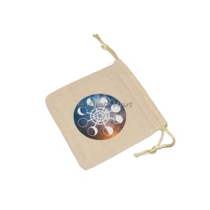 Feng Shui Style Crystal Cotton Drawstring Pouch with Sacred Geometry Moon Phases Business Gift Polished Technique <b>Mascot</b> Theme - Product Image 1