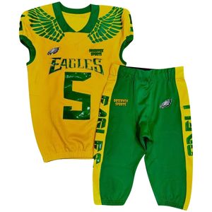 Juego de uniformes de fútbol americano de sarga de aparejos cromados dorados, uniformes de fútbol americano de sarga de aparejos - Product Image 4