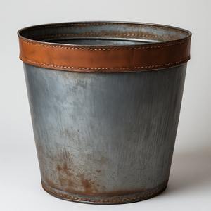 Decorative <b>Galvanised</b> Leather <b>Planter</b> With Engraved Base Artisan Handmade Designed For Seasonal Decorative Interiors - Product Image 2