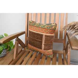 Brown Wool Kilim 14x14 Inch Luxury <b>Throw</b> <b>Pillow</b> Woven with Vintage Pattern Fluffy Plant and Leaf Design for Kitchen Decor - Product Image 3