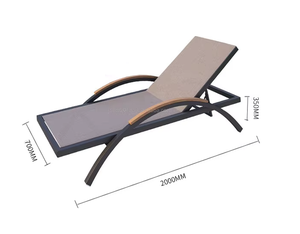 Chaise longue de jardin en aluminium beige - Chaise longue réglable pour terrasse extérieure - Product Image 3