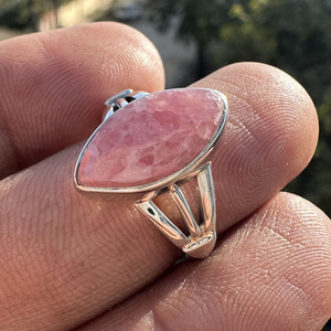 Bague de Fiançailles et d'Anniversaire en Argent Sterling 925 avec Cabochon Rose en Rhodochrosite Style Bohème, Sertie en Bezel, Vente en Gros - Product Image 5
