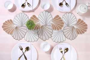 Fancy Handmade Beaded <b>Runner</b> Placemat Decorative Embroidered Design for <b>Dining</b> <b>Table</b> Knitted <b>Runners</b> for Hotels and Weddings - Product Image 3