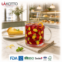 LAKOTTO Tasse en verre transparent 330 ml, verre imprimé décoré, vaisselle pour café et jus, verres en gros, fabricant de verres personnalisés avec logo