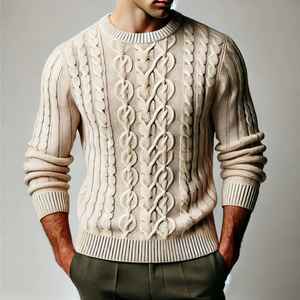 Suéter de Punto Trenzado de Lana 100% Personalizado para Hombre de DYNEGO APPARELS, Cárdigan de Invierno, Antiarrugas, Transpirable, con Cuello Redondo y Cremallera - Product Image 4