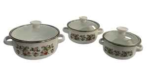 Shorbull Hot Spot Pewter <b>Cookware</b> <b>Set</b> 3-Piece Enamel Coated Stainless Steel Pots with Glass Lids Lightweight Easy to Clean Moder - Product Image 4