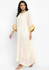 100% Polyester Women Line Fabric Loose Fitted <b>Three</b> Quarter Sleeve Floor Length Kaftan - Product Image 4