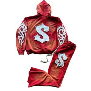 100% algodón francés Terry Street wear jogging trajes chándal acampanado chándales de entrenamiento para hombres pulóver Sudadera con capucha Pantalones - Product Image 6