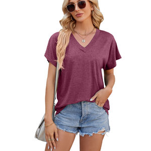 Vente chaude meilleure qualité coton personnalisé nouvelle base petit haut femmes couleur unie décontracté à manches courtes T-Shirt dentelle Style européen - Product Image 3