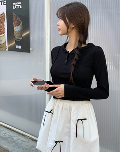 HOOR H0014 Sudadera Corta Ajustada de Manga Corta con Capucha para Mujer, Estilo Coreano, Talla Única, 5 Colores - Product Image 1