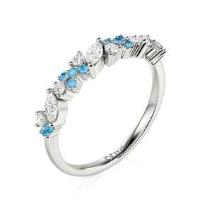 Anillo de Media Eternidad Personalizado para Mujer - Bañado en Oro Rosa o Oro con Incrustaciones Románticas - Product Image 2