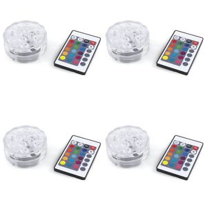 Set di 4 Faretti Impermeabili per Piscina con 10 LED e Telecomando - Product Image 1