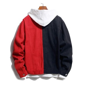 Veste en jean unisexe bicolore 100% coton respirant style superposé streetwear décontracté mode manches longues tendance - Product Image 5