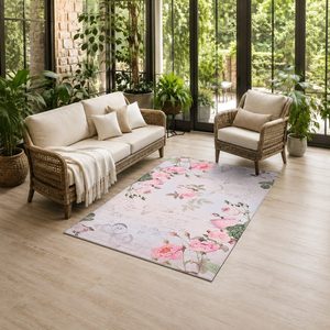 RUGS DEPOT LXDP-0872 Wholesale Multicolor Neutral Modern Vintage Digital Printed Machine Washable Chenille Area Rug Non <b>Slip</b> - Product Image 6