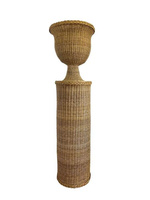 Grand pot de fleurs en céramique avec vase de table en bambou au design art déco pour plantes vertes d'intérieur pour la culture hydroponique à la maison Matt Glaze