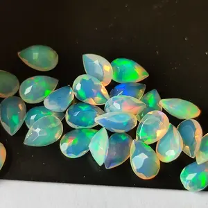 AAA Qualité Éthiopien Welo Feu Blanc Opale Cabochon Cut Gemstone 5x8mm En Forme De Poire Pierres Lâches Naturel Welo Feu Blanc Opale Lot - Product Image 1