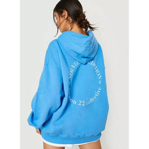 Sudadera con capucha bordada de gran tamaño Beige para mujer, Jersey sólido ligero, cuello redondo, sudadera gruesa y cálida para Invierno para mujer - Product Image 3