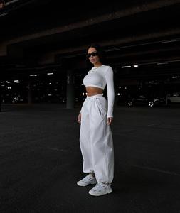 Pantalon en molleton personnalisé 100% coton pour femme, sport, hip-hop, respirant, séchage rapide, gris pierre, hiver, fermeture à cordon - Product Image 2