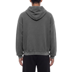 Sweat à capuche unisexe vintage délavé coupe ample en tissu gaufré avec fermeture éclair intégrale - 100 % coton, motif uni imprimé, taille XL - Product Image 5