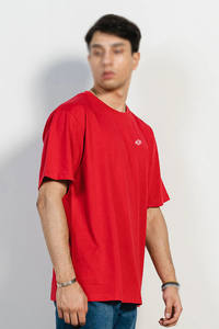 T-shirt à col rond en coton lourd pour homme, coupe ample, manches courtes, couleur rouge unie, pour la fabrication de vêtements de sport en marque privée - Product Image 3