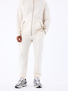 Conjunto Deportivo con Capucha y Cremallera para Hombre, Color Sólido, Ropa Deportiva Informal, Sudadera de Manga Larga y Pantalones Blancos Transpirables para Otoño - Product Image 3