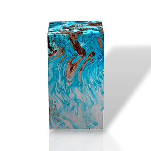 Urna de madera de mango hecha a mano Aqua Swirl diseño abstracto urnas de cremación urna para adultos - Product Image 5