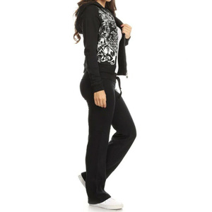 2024 femmes décontracté Style solide pantalon évasé avec ensemble à capuche Streetwear droit Hip Hop pantalon de survêtement pour l'hiver - Product Image 4
