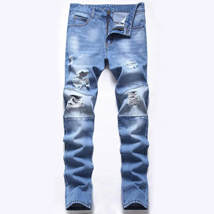 Nouveaux jeans en denim coupe droite slim, de haute qualité, à prix abordable, avec logo personnalisé imprimé, pour hommes, en gros, par les fabricants. - Product Image 1