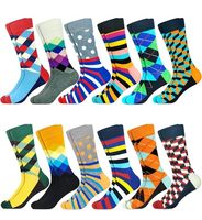 Chaussettes habillées pour hommes, motif Argyle fantaisie, en coton, collection Printemps