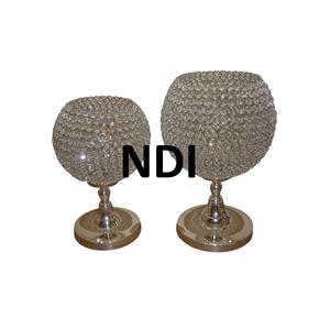 Support à bougie en métal au design élégant, finition nickelée, avec perles de cristal, taille personnalisée, pour la maison, l'hôtel et les mariages - Product Image 2