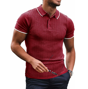 เสื้อโปโลลำลองสำหรับผู้ชายเสื้อโปโลระบายอากาศสีทึบดีไซน์ใหม่โลโก้ตามสั่ง - Product Image 4