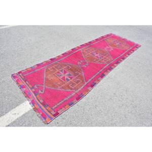 Tapis Turc Vintage Grande Surface 3.3 X 10.8ft Classique Rose Orange Patchwork Puzzle Couloir Motif Laine PVC Latex Tapis de Chambre - Product Image 2