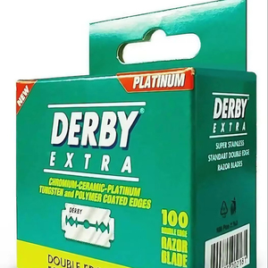 Cuchillas de afeitar de doble filo Derby Extra, paquete de 100 unidades, repuestos de acero inoxidable para afeitado DE, afeitado suave y preciso, venta al por mayor - Product Image 1